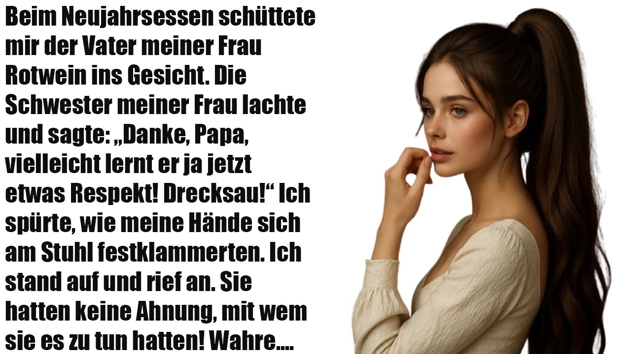 Beim Neujahrsessen warf mein Schwiegervater mir Wein ins Gesicht – ein Anruf zerstörte alles