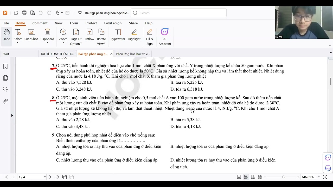 HOÁ 10 -  Enthalpy của phản ứng hoá học - Thứ 6, 27/02/2026 - P1