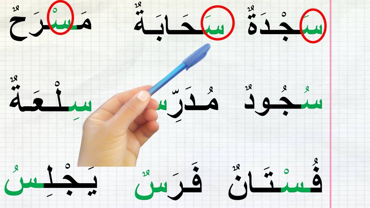 لنتعلم القراءة والكتابة/ تعليم قراءة وكتابة كلمات مع حرف السين