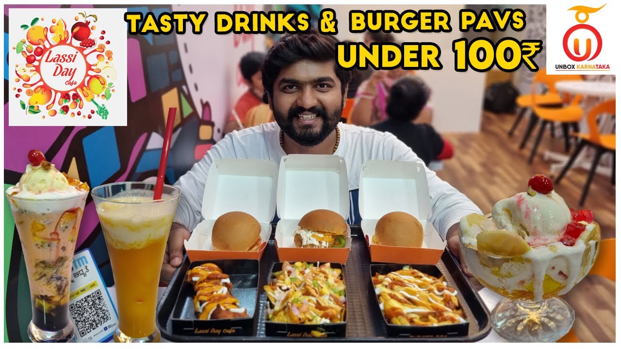Tasty Burger Pavs & Mocktails at Lassi Day Cafe, Bengaluru | Kannada Food Review | Unbox Karnataka