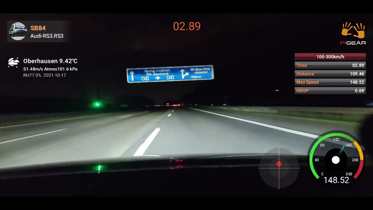 Audi RS3 8V 100-300 KM/h