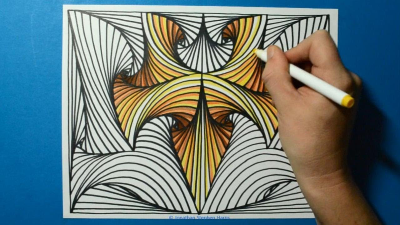 Colorful Drawing #4 / Cool 3D Spiral Pattern / Relaxing Line Illusion / Color Art Therapy