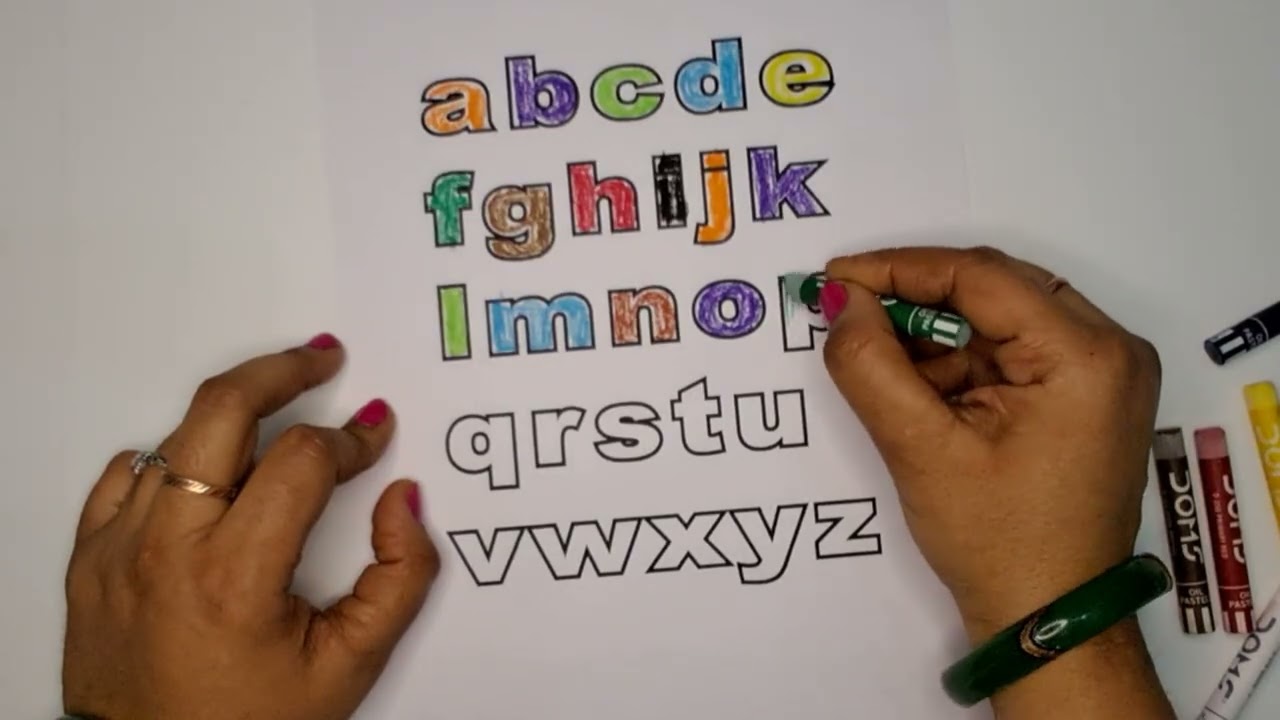 Small Alphabets Coloring | ABC Rhymes | Coloring with Oil Pastels | Learning Alphabets For Kids