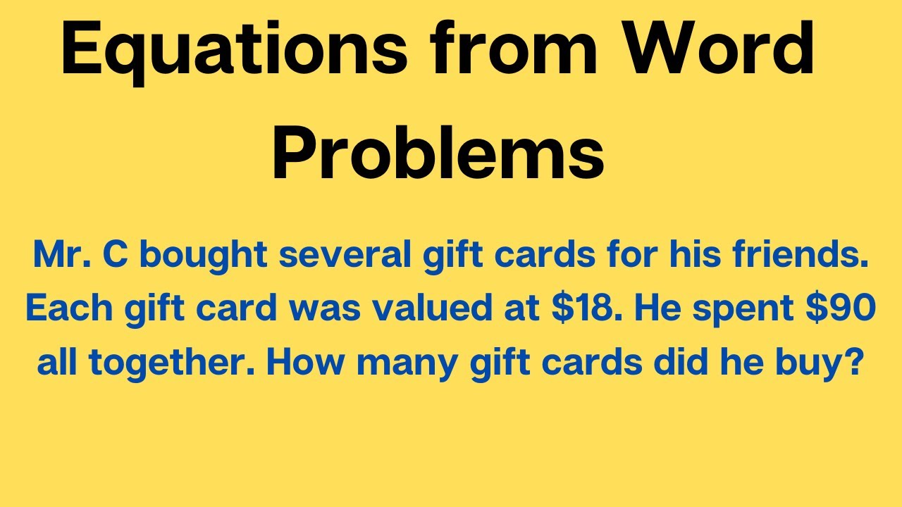 Writing Equations from Word Problems
