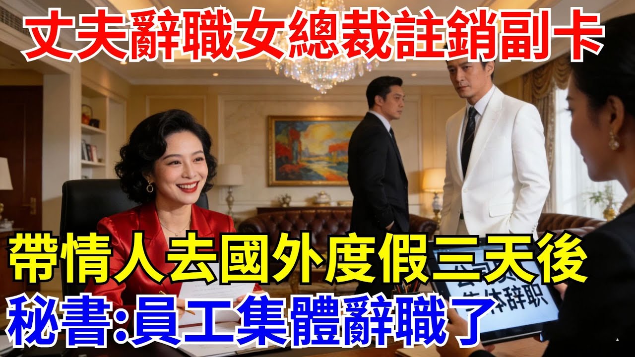 收到丈夫的辭職信女總裁嗤笑壹聲註銷了他的副卡，轉身帶著情人去國外度假三天後，秘書卻發來急報:公司員工集體辭職了【酒館情事會】#男頻小說#都市#故事#小說#爽文