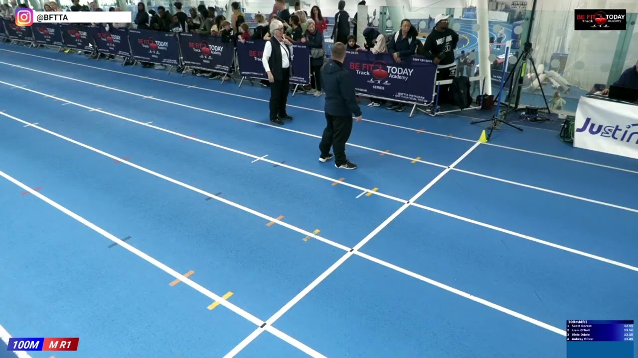 100m Round1 BFTTA Indoor Open 8March2026, Heat 17, Lee Valley