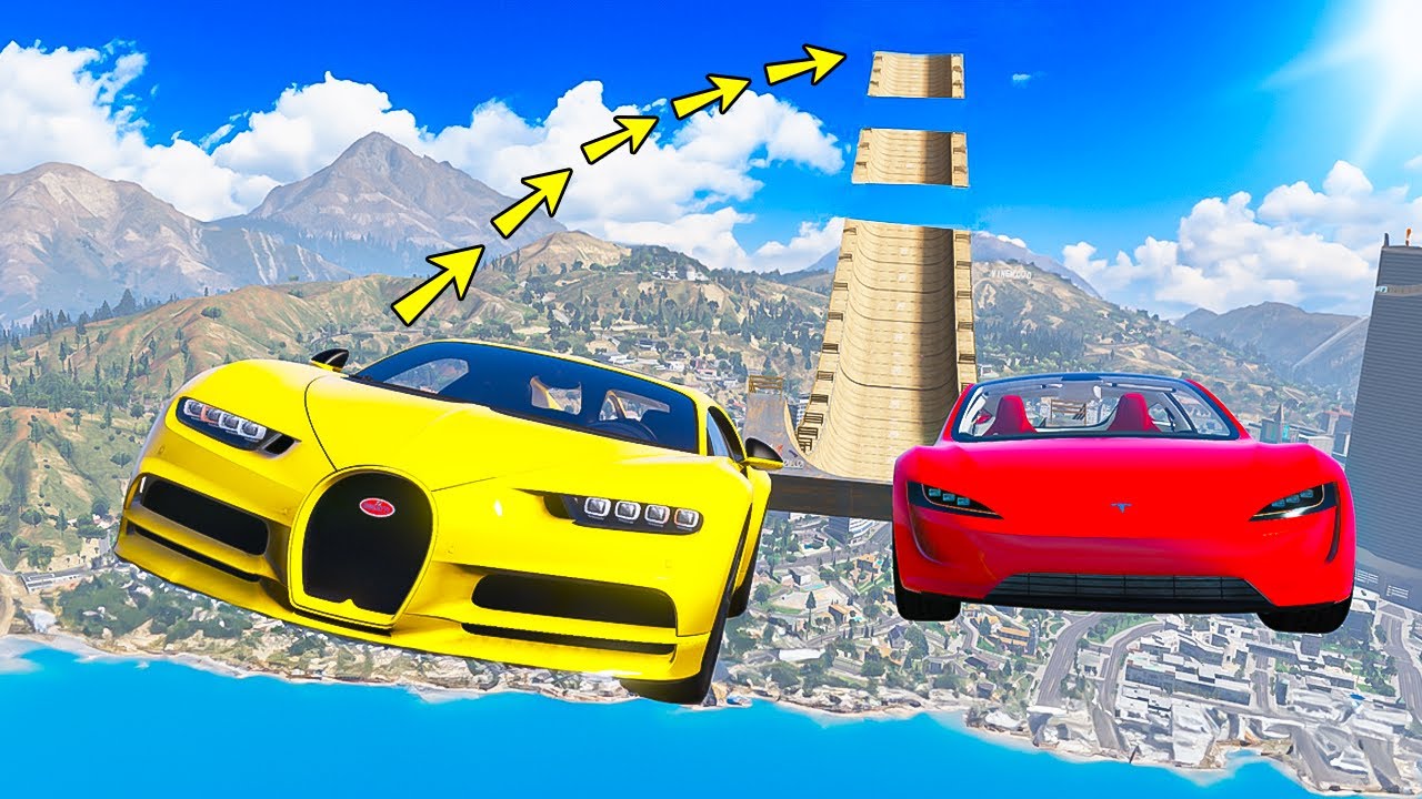 1000 Beygir Arabalar Zorlu Uçma Parkurunda Yarışıyor - GTA 5