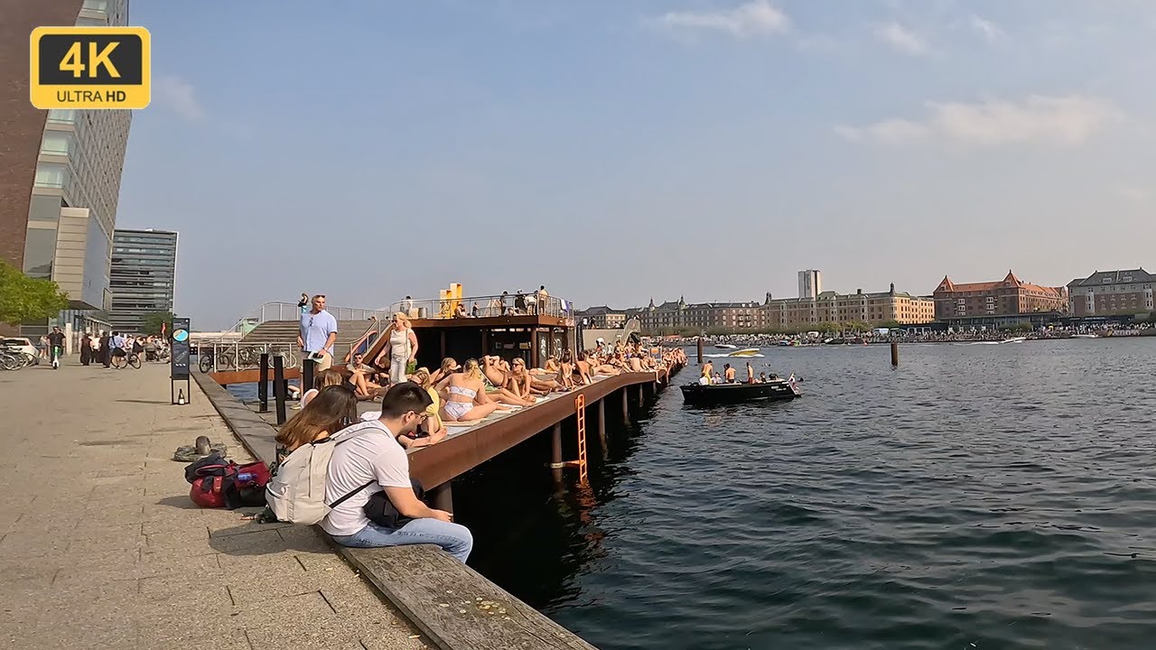 ⁴ᴷ Copenhagen, Denmark: Kalvebod Brygge in a very warm summer day.