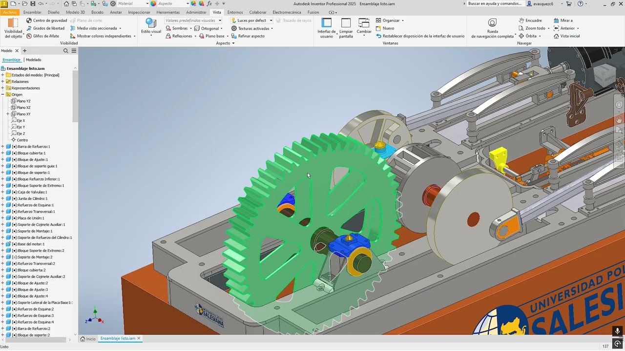Maquina de Vapor, Ensamble, Funcionamiento Inventor 2026