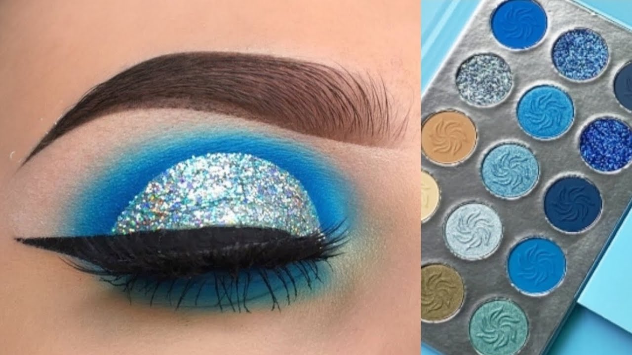Blue & silver glitter eye makeup tutorial 