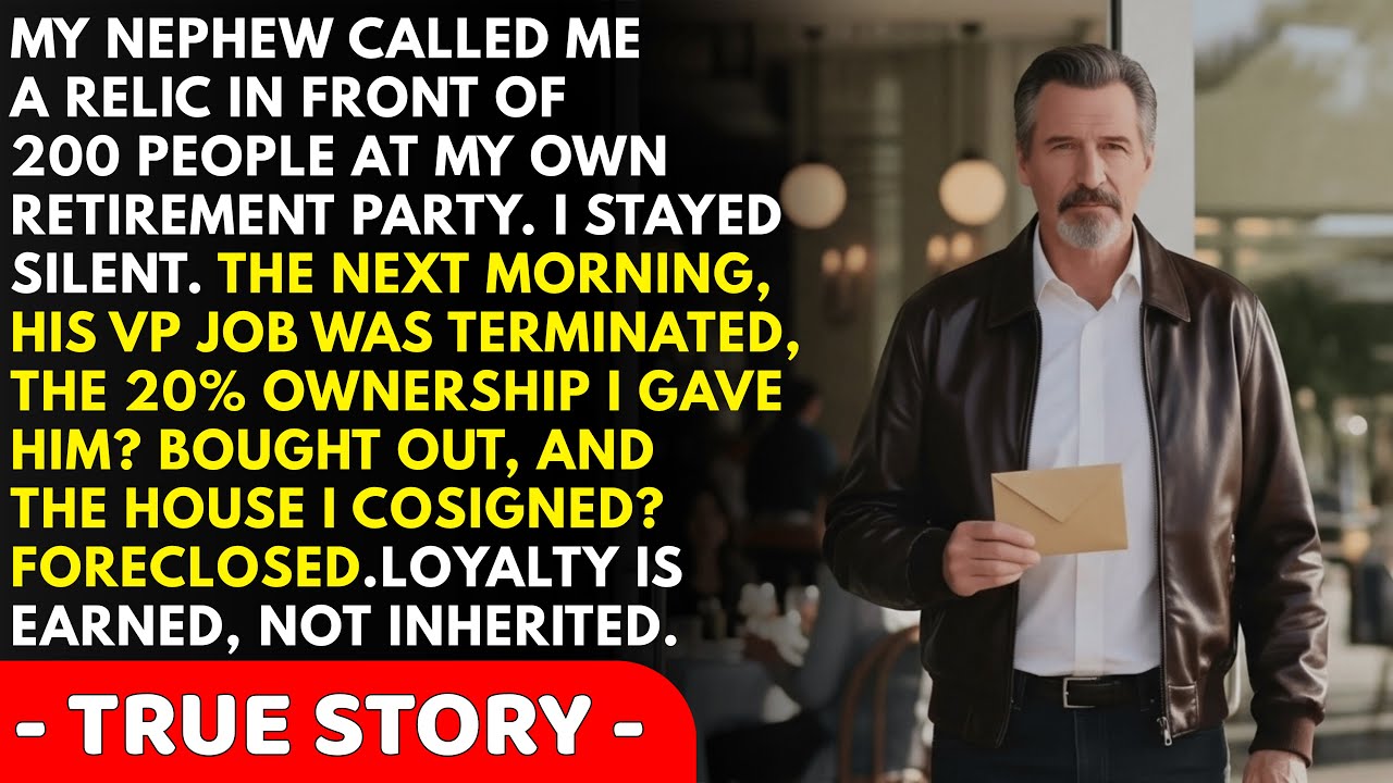 My NEPHEW Called Me A Relic At My Retirement Party…Next Day His Job Gone & The 20% I Gave Him? SOLD