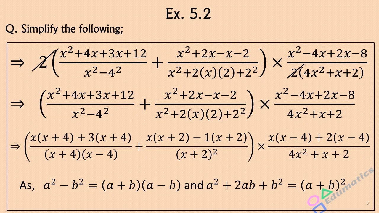 Mathematics for class 9, Sindh Board Unit : 5, Ex. 5.2, Q. x