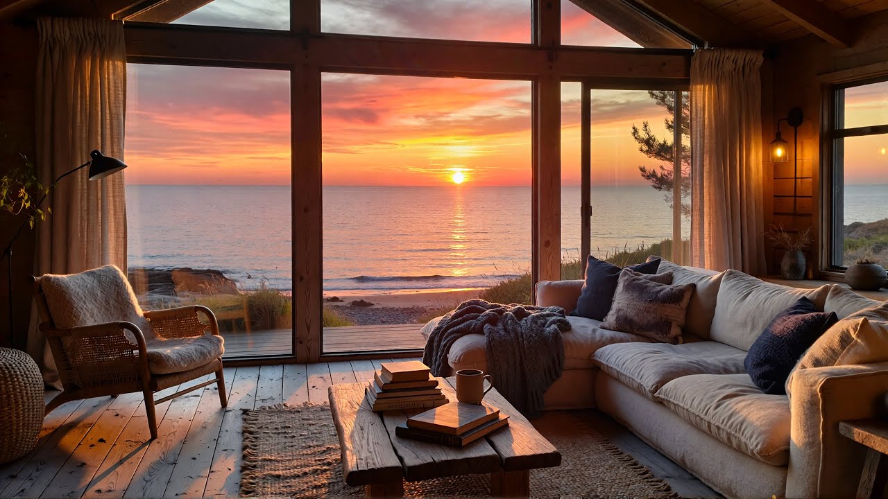 Ocean Window Ambience 🌊☀️ | Peaceful Waves & Coastal Light for Relaxing, Reading & Focus (1 Hour)
