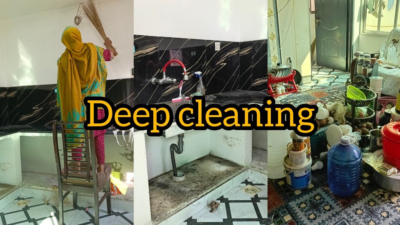 Aaj maine apni kitchen ki full deep cleaning ki 🧽✨Gas, slabs, tiles, aur sink#hinazohaibvlogs