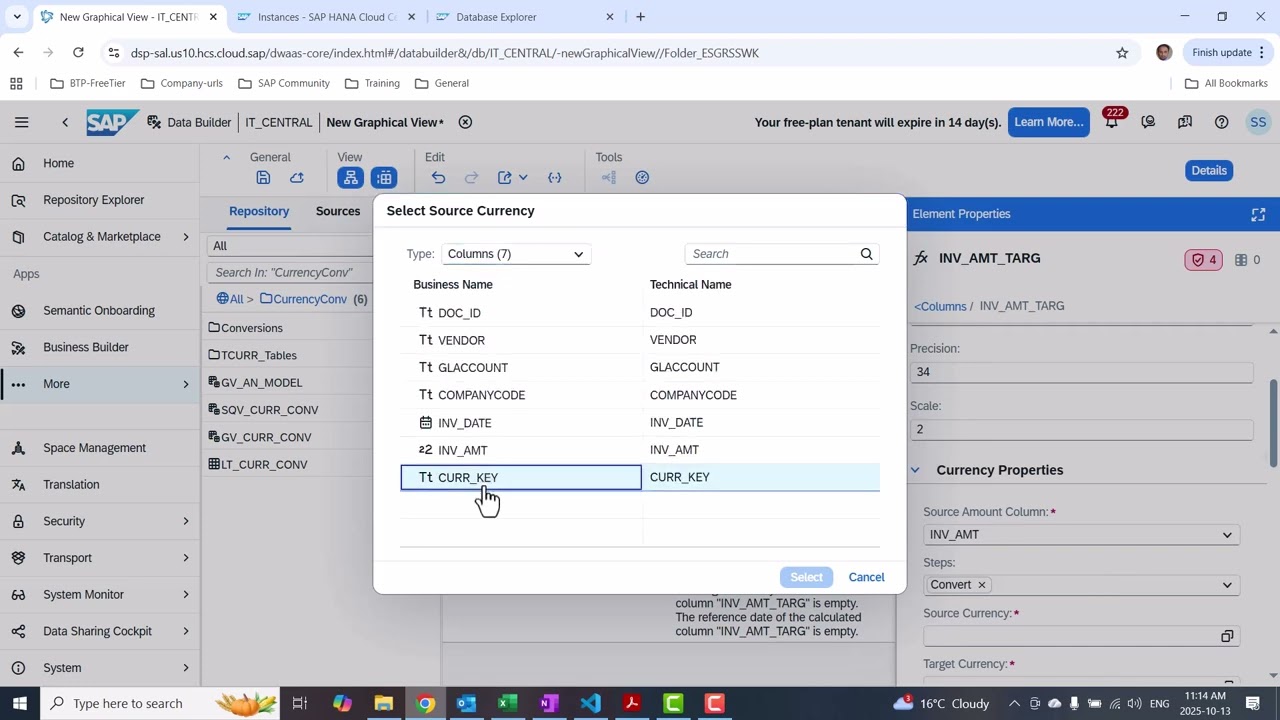 Конвертация валют Datasphere