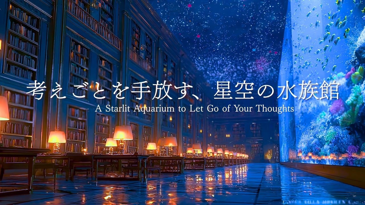 【夜のピアノBGM】考えごとを手放す星空の水族館｜一日の終わりに心を休める静かな時間｜大人の癒し時間｜静かな夜｜癒し音楽｜睡眠用BGM｜夜のラウンジ｜ヒーリングミュージック