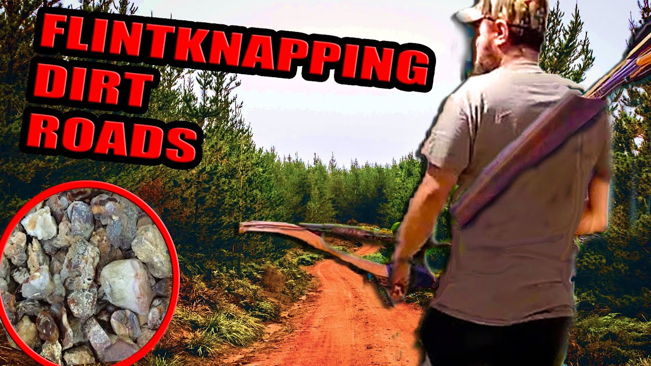 Flint Knapping Rocks on side of the road, arrowheads, atlatl, flint and steel, traditional bow
