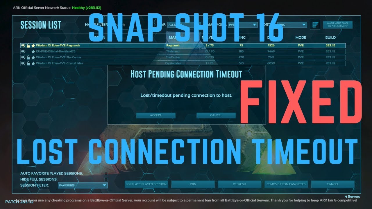 Ark : Survival Evolved - SnapShot 16 / Lost Connection Timeout FIXED