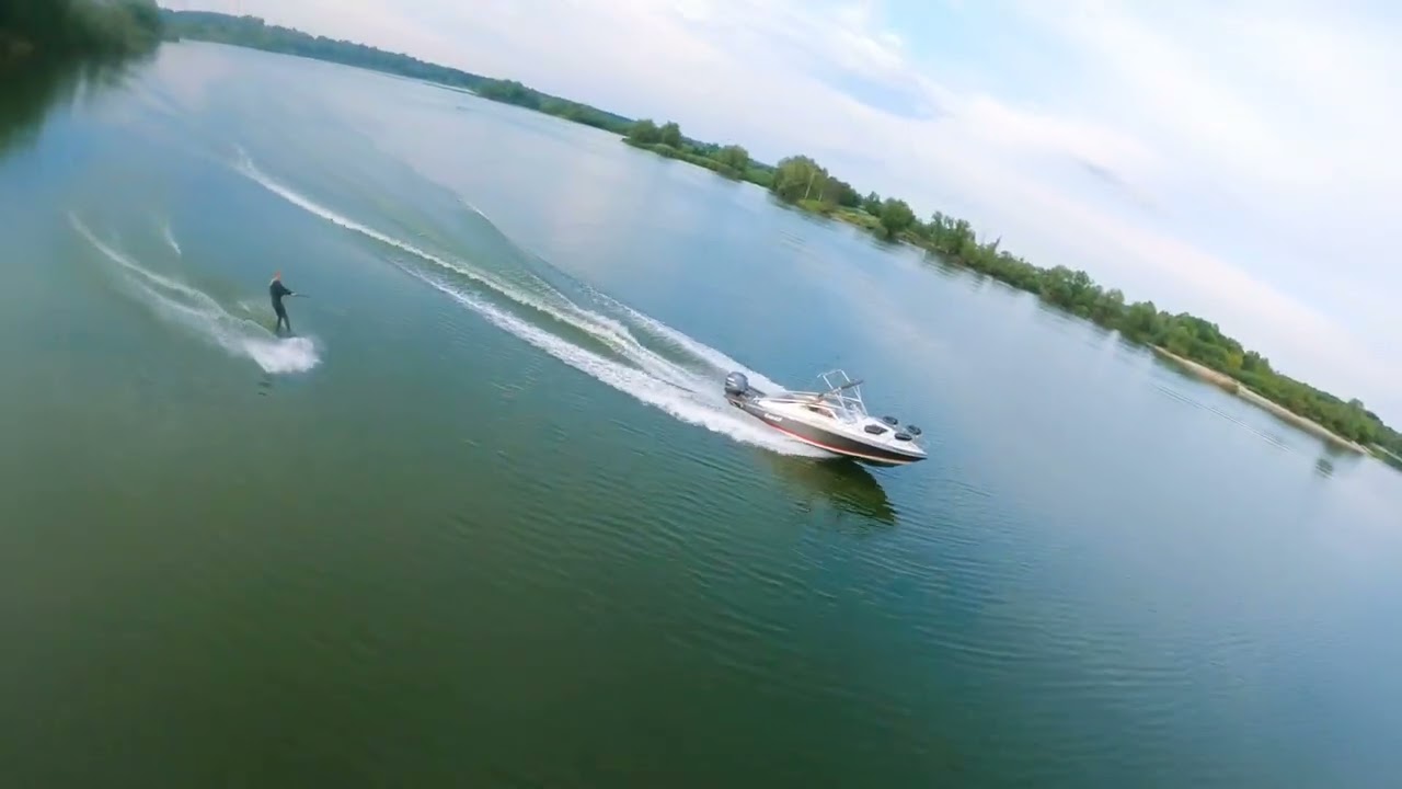 FPV drone meets wakeboard above one of the most beautifull  polish lakes