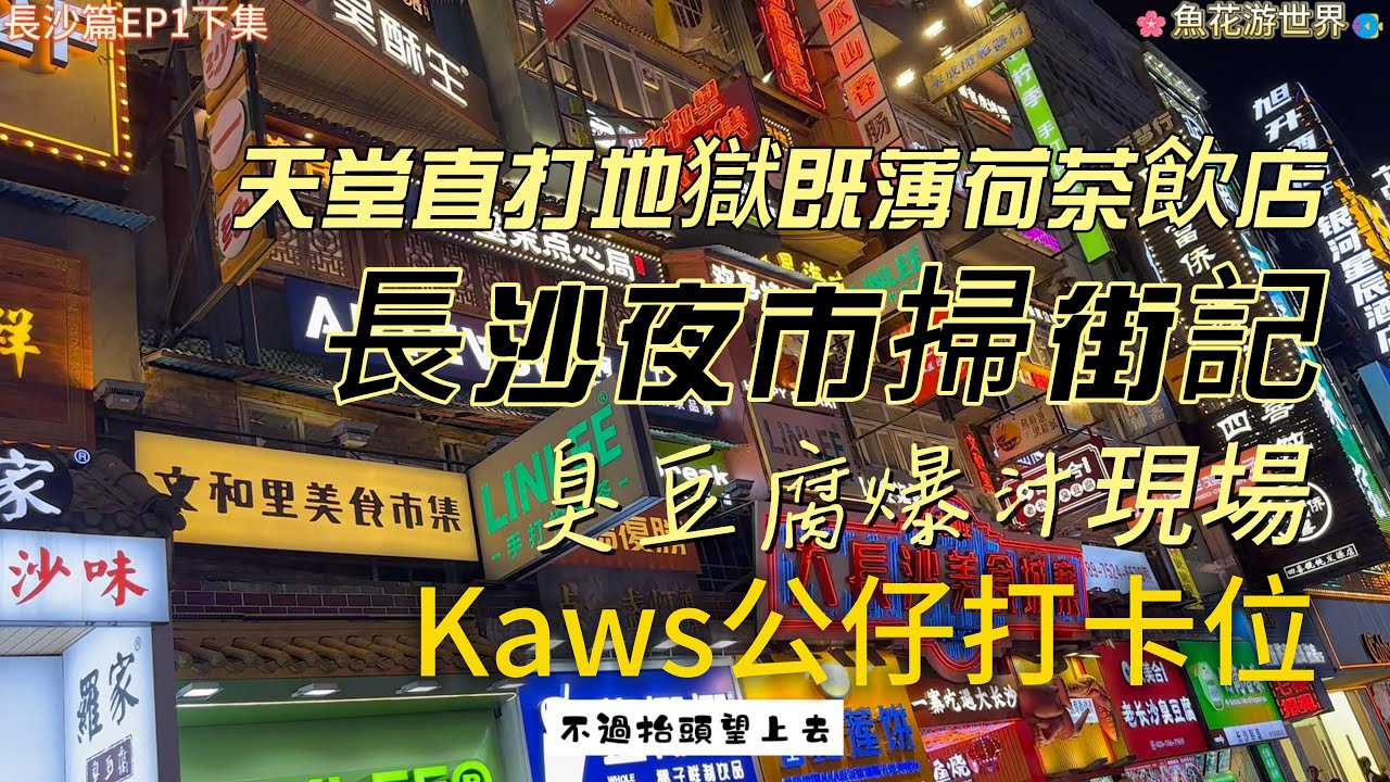 【長沙三日兩夜vlog】Day1下 長沙臭豆腐爆汁😍第二度食唔到|五一廣場Kaws火紅打卡位置|3D裸眼大屏少女心爆棚|上完天堂直打地獄既薄荷茶飲店|最推薦的手信點係邊？長沙夜市掃街 #kaws#長沙