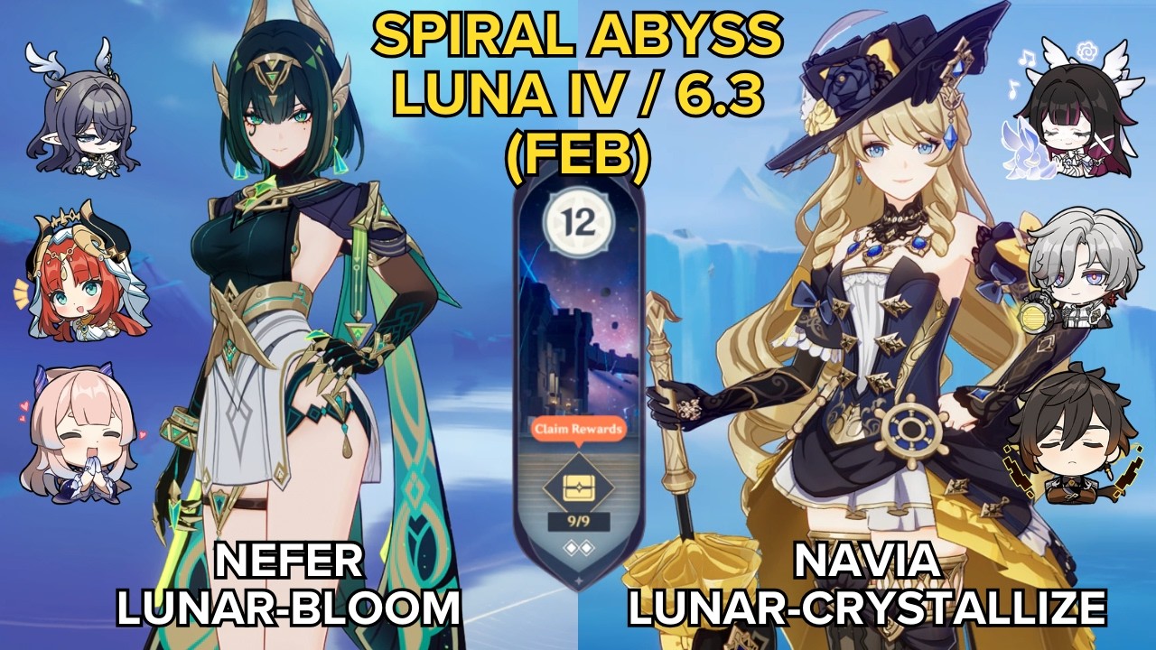 SPIRAL ABYSS Luna IV (6.3 Feb) Nefer & Navia Lunar - F12 - 9⭐ | Genshin Impact