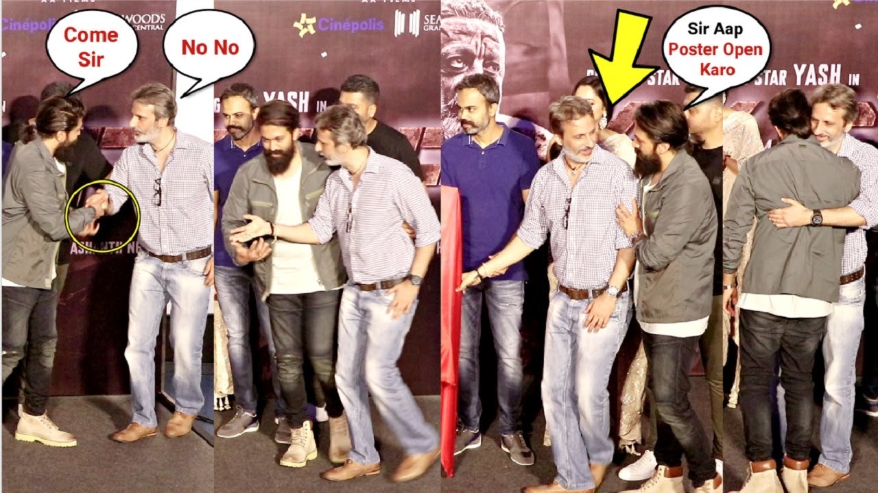 KGF 2 Actor Yash Show Respect To Raveena Tandon Husband Anil Thadani And Force Him Open The Poster