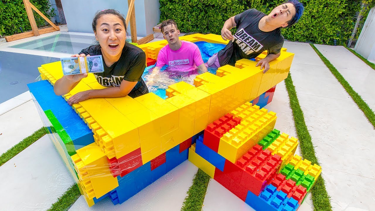 LAST TO LEAVE LEGO HOT TUB WINS $10K!!