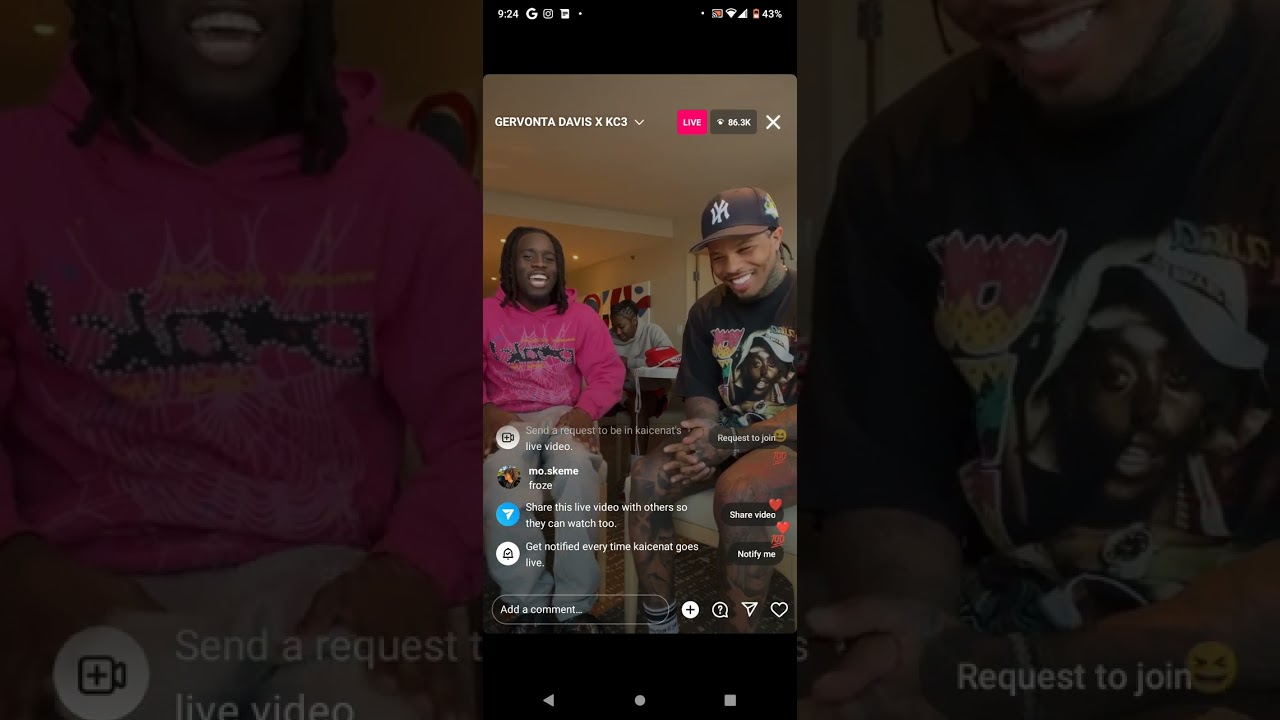 kai cenet on ig live with tank
