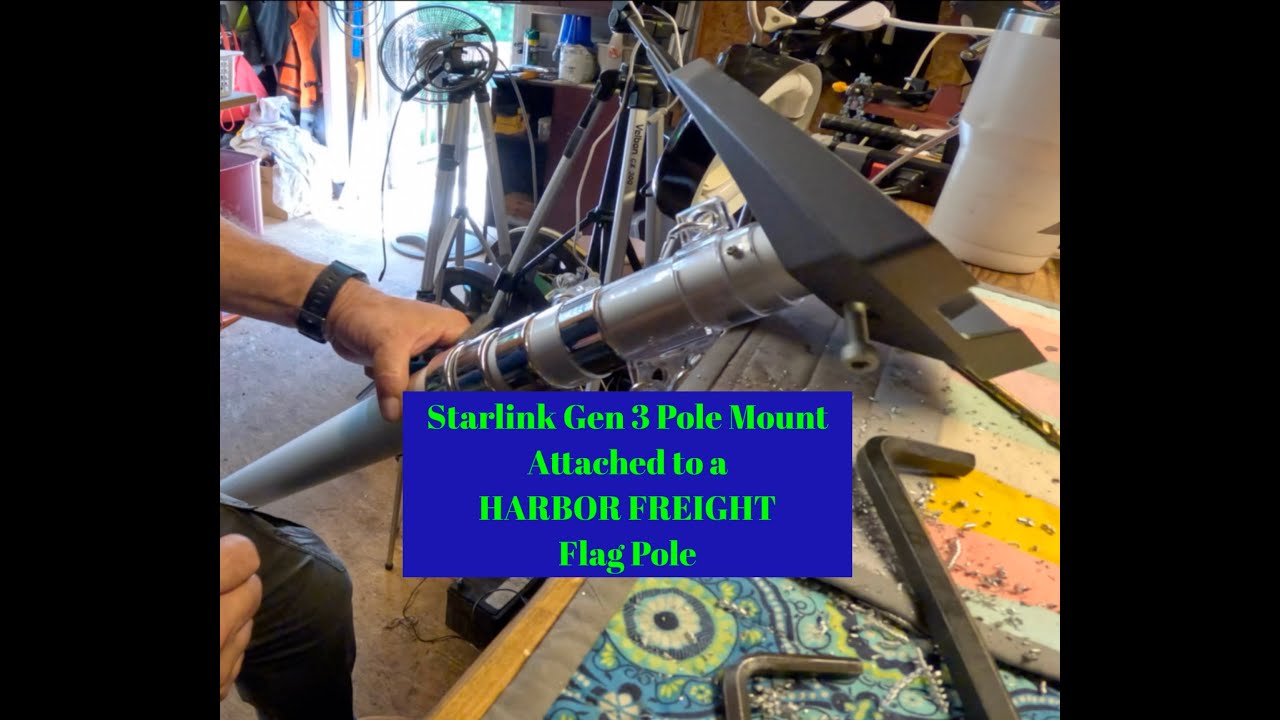 Starlink GEN 3 Pole Mount Attached to Harbor Freight Flag Pole #starlink #harborfreight #camping