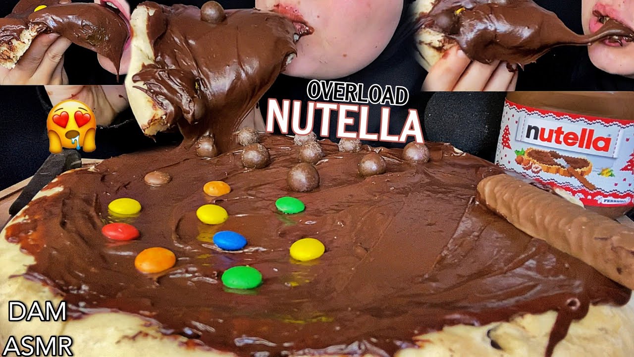 Nutella. Базлоновый шоколадный шоколадный пицца. Много нутеллы. Есть звуки. Десертная еда шоу.🍫🤤