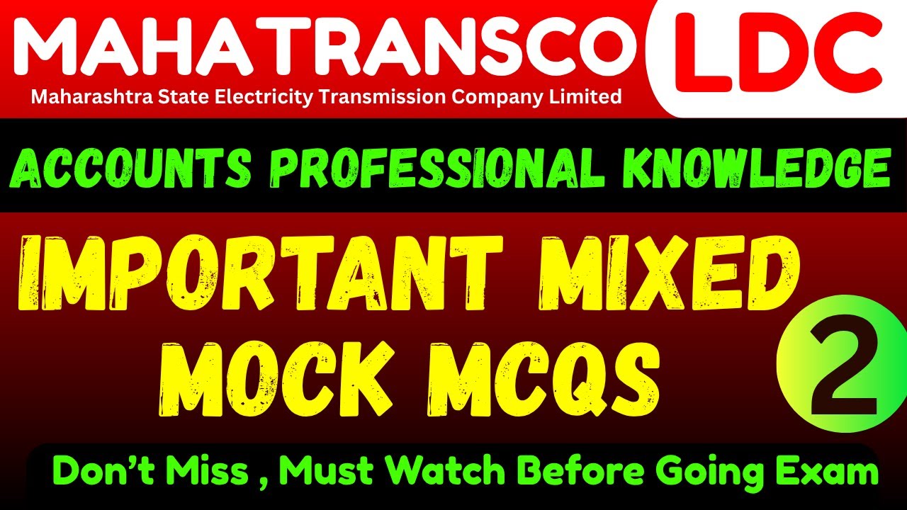 50 Important Accounts and Finance MCQS | Mahatransco LDC Accounts Mock Paper
