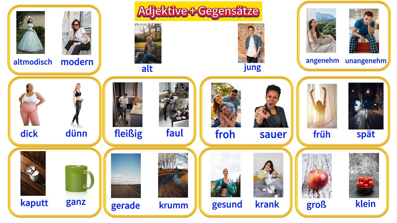 Adjektive und ihre Gegenteile | Deutsch Lernen | A1-B1 | Deutsch für Anfänger