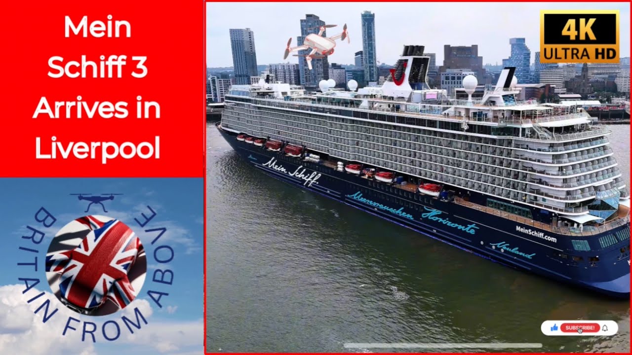 Mein Schiff 3 Arrives in Liverpool | Stunning 4K Drone Footage | #dronefootage #cruiseship #4k #fyp