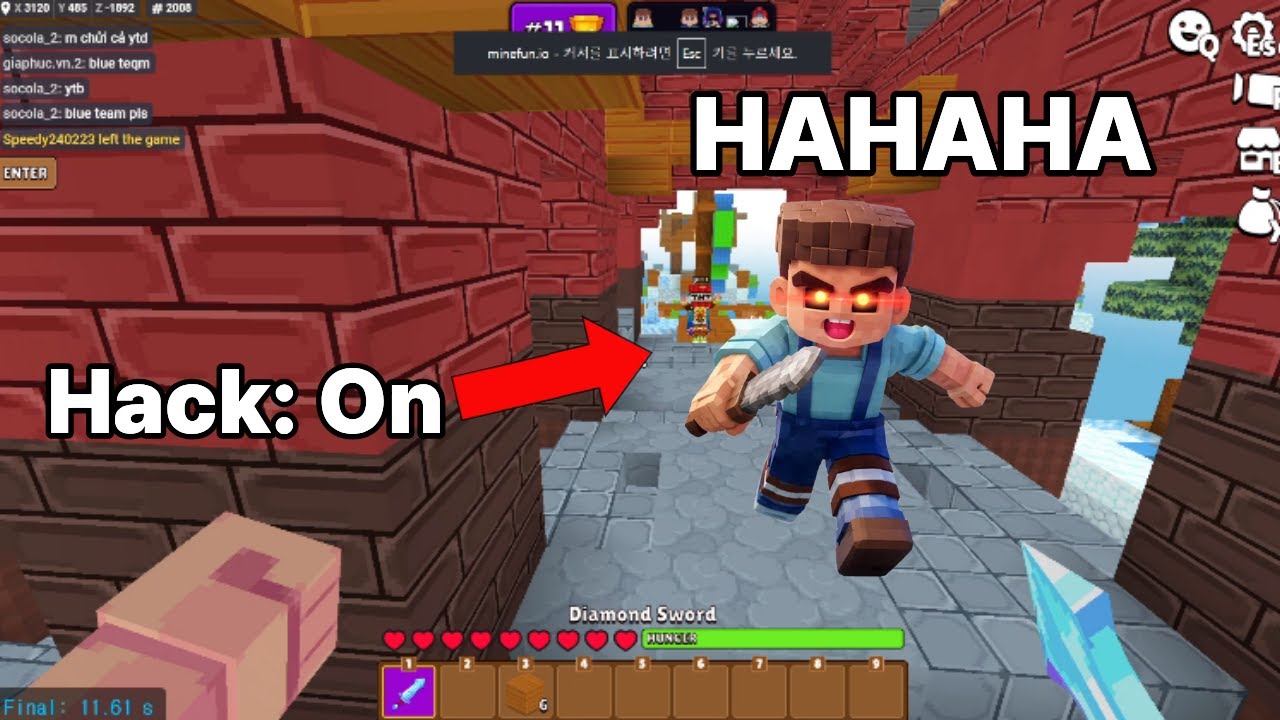 Why does this guy only use hacks on me? #minefun #skywars #hacker