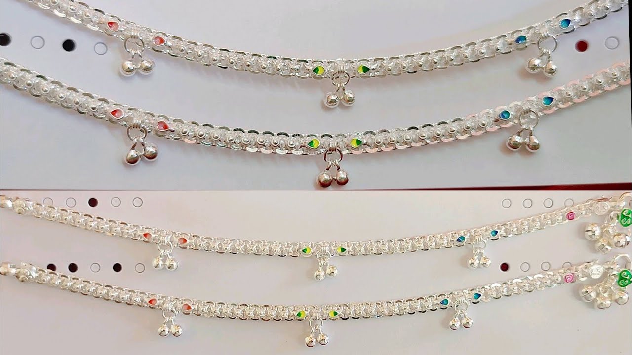 Silver New anklets designs with weight and price