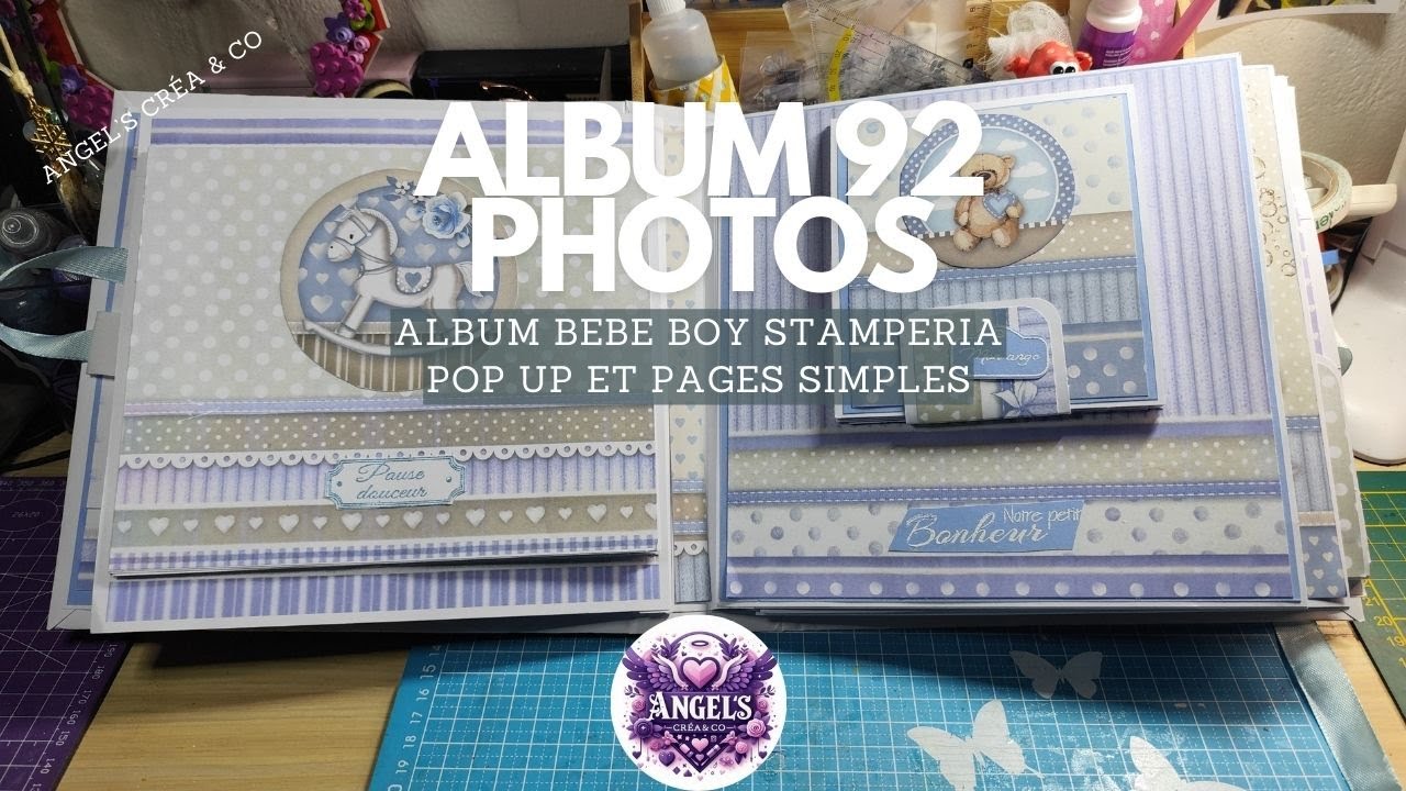 #scrapbooking Album baby Boy 92 photos #popup Présentation papiers stamperia