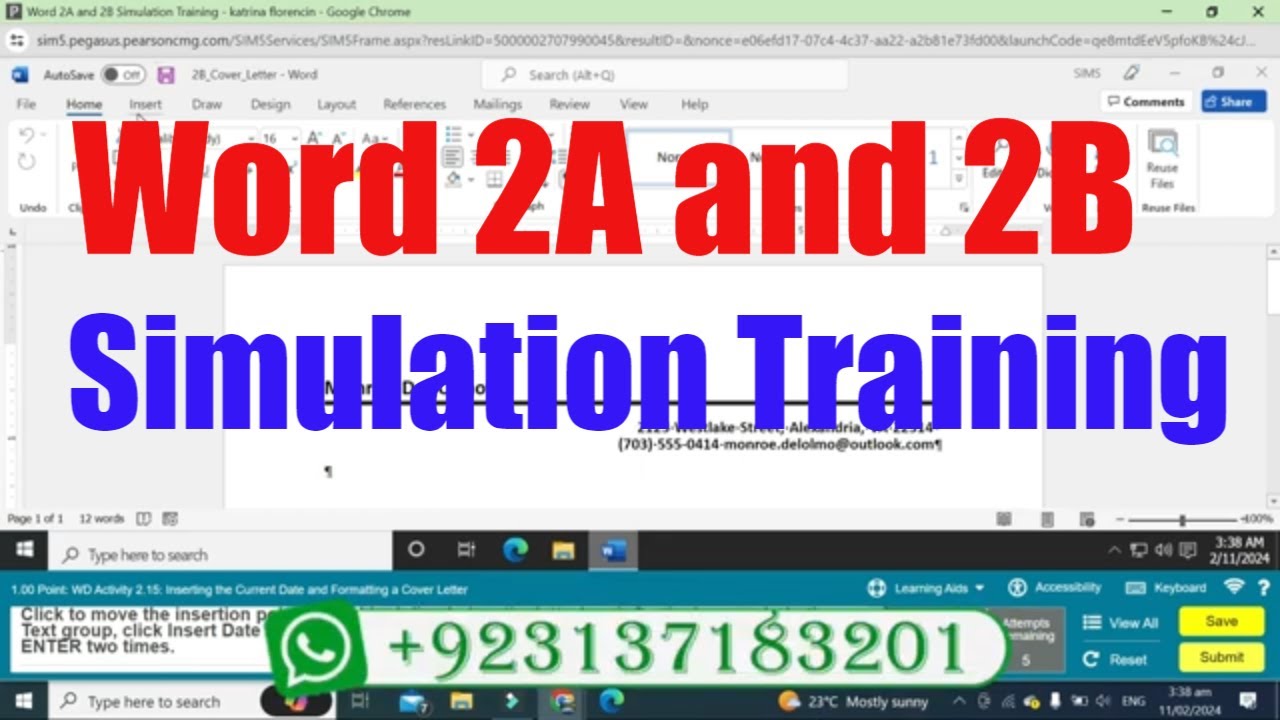 Word 2A and 2B Simulation Training | Word Simulation Training | Exp22 |  @PearsonSolution