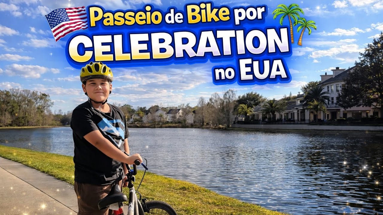 Passeio de bicicleta por Celebration em Flórida nos EUA em 2026
