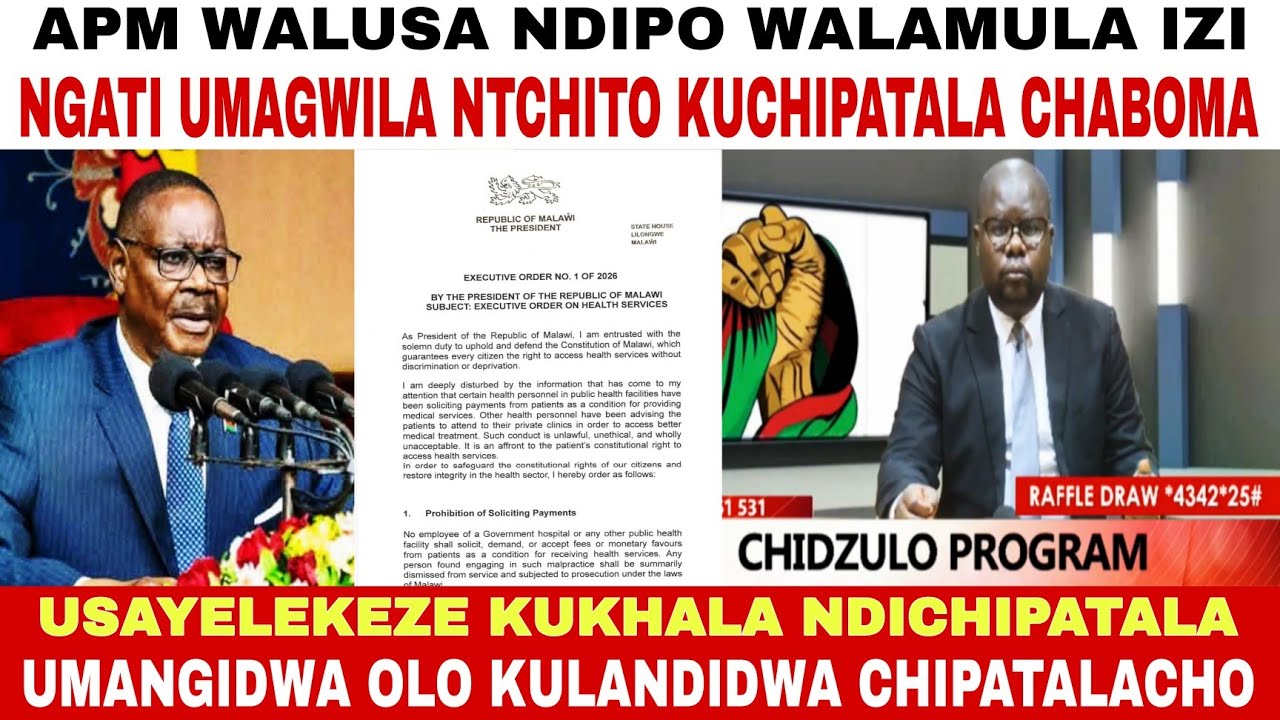 NDEMANGA ZA AMALAWI PAZOMWE WALAMULA PRESIDENT PETER MUTHARIKA(EXECUTIVE ORDER) KUZIPATALA ZABOMA 
