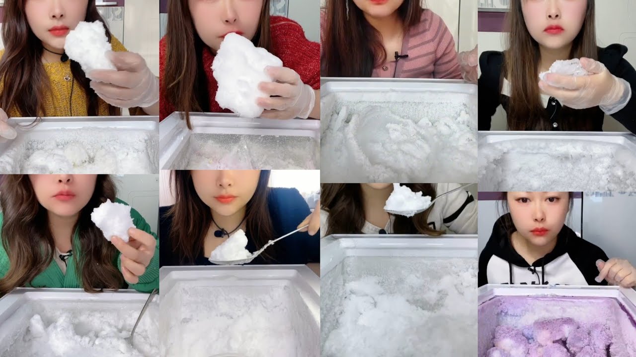 ( HER SOLO ) ASMR ICE EATING  | FREEZER FROST ICE  | ICE CHUNK | SOFT ICE | FLAVORED ICE