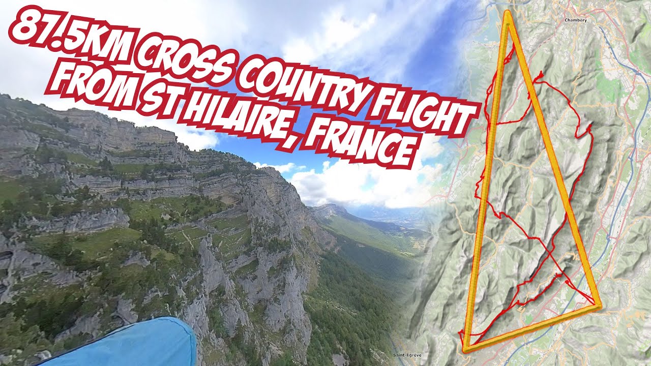Paragliding: Touring the Chartreuse range (87km cross crountry flight from St Hilaire)