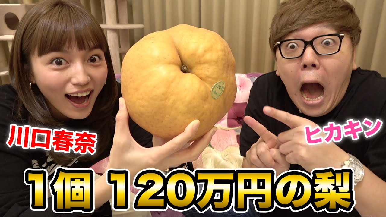 ヒカキン×川口春奈で1個120万の梨食べてみたwww