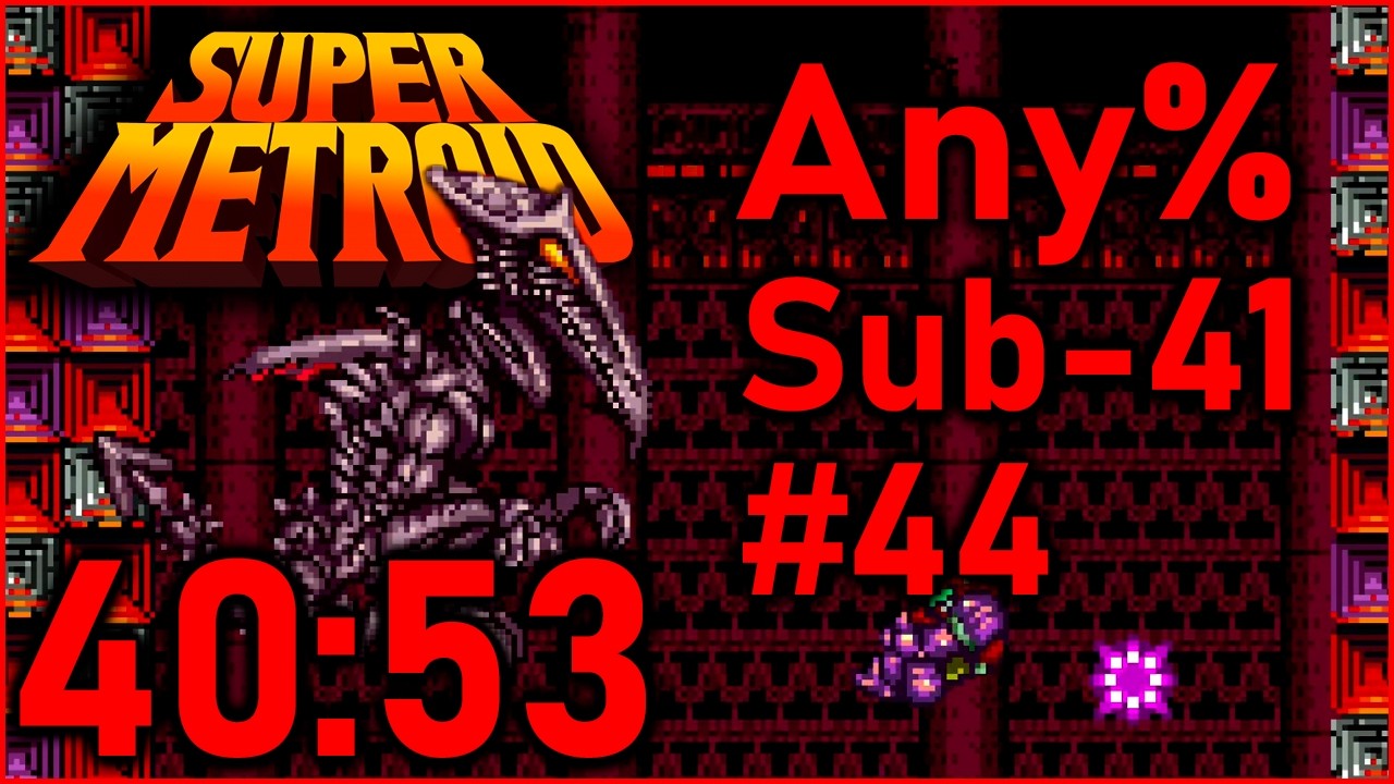 Super Metroid - прохождение на скорость Any% за 40:53 (менее 41 секунды, 44-е место)