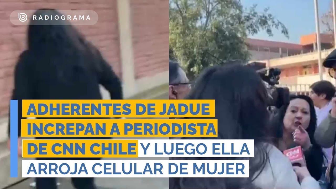 Adherentes de Jadue increpan a periodista de CNN Chile y luego ella arroja celular de mujer