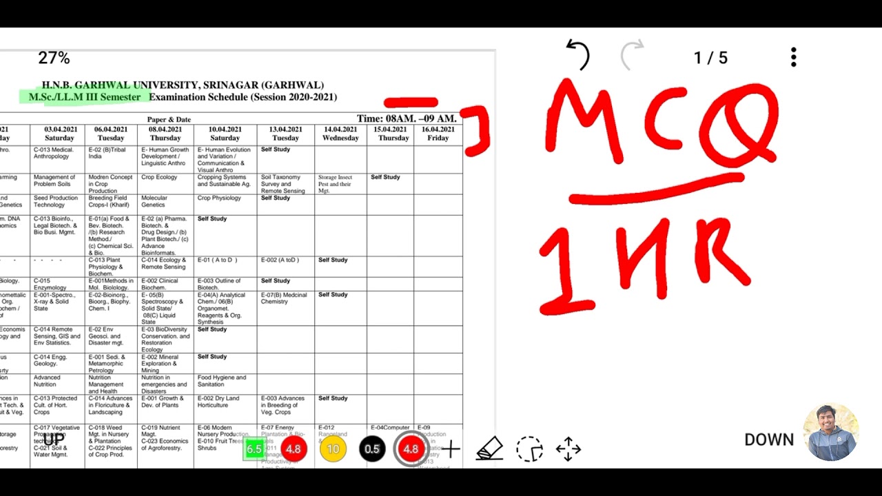 Exam datesheet PG STUDENTS ( final year ) || HNBGU || 2021 ||MA MSc MEd LLM ||