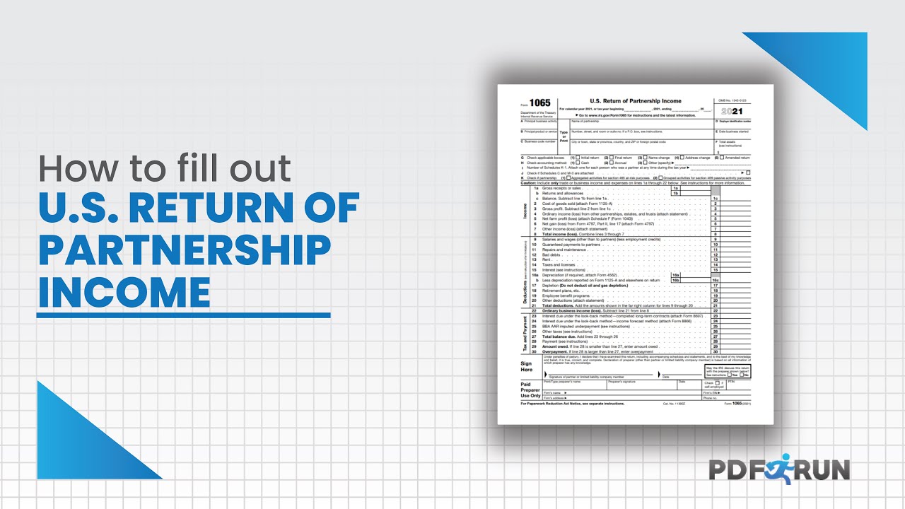 How to Fill Out Form 1065 or US Return of Partnership Income | PDFRun