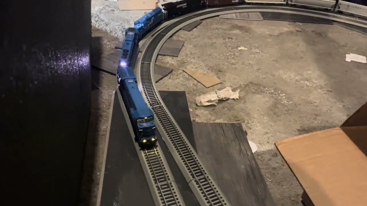 HO Conrail Manifest aerial view on my layout’s big corners