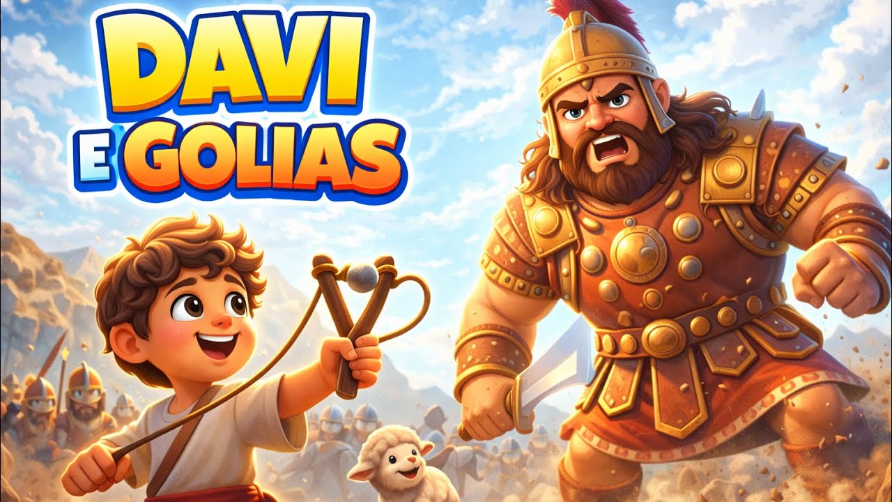 Davi e Golias 😱 O Menino que Derrotou o Gigante | História Bíblica Infantil