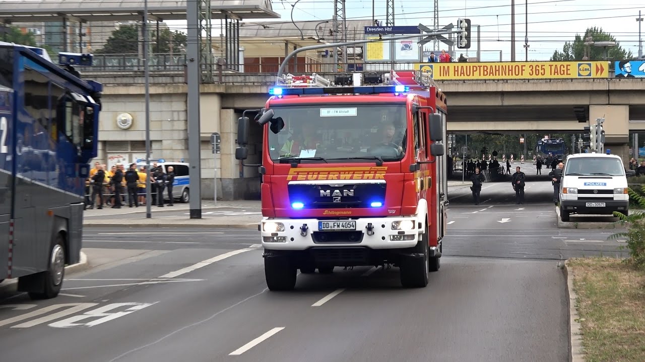 HLF BF Dresden FuRW 5 Altstadt + Polizeikolonne