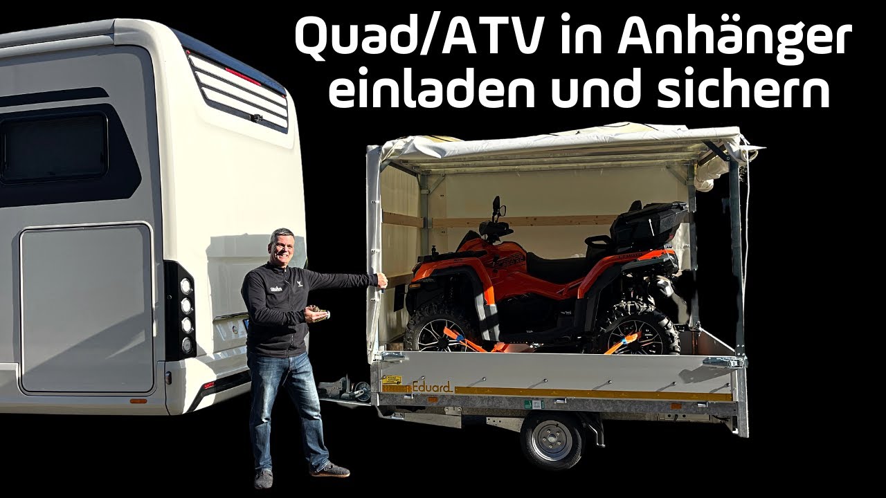 Quad/ATV in Anhänger einladen und sichern / CFMoto in Eduard Anhänger 1.350 kg